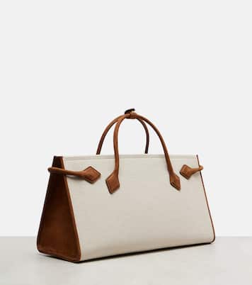 Le Teckel leather-trimmed canvas tote bag | Alaïa