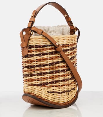 Pin Osier Mini leather-trimmed wicker tote bag | Delvaux