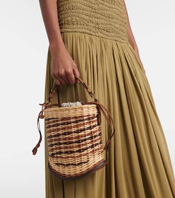Pin Osier Mini leather-trimmed wicker tote bag | Delvaux