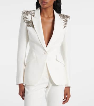 Blazer de botonadura simple bordado | McQueen