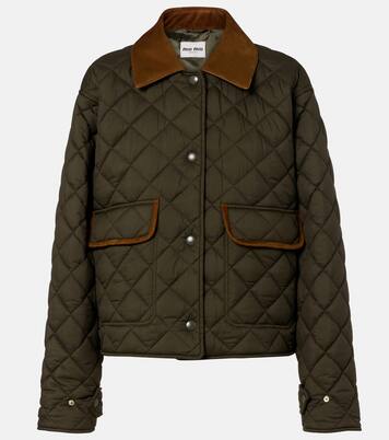 Quilted leather-trimmed jacket | Miu Miu