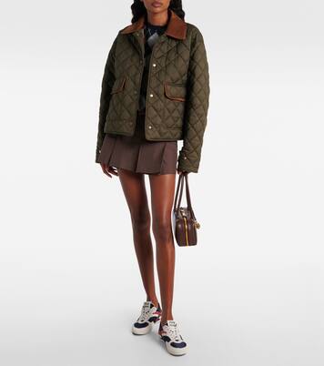 Quilted leather-trimmed jacket | Miu Miu