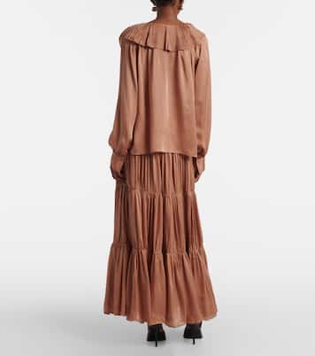 Blusa Liese de satén de seda plisada | Ulla Johnson