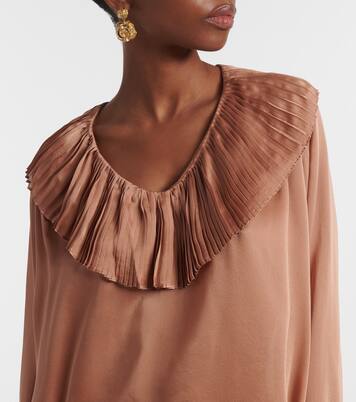 Blusa Liese de satén de seda plisada | Ulla Johnson