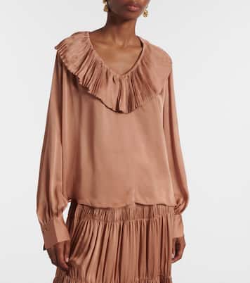 Blusa Liese de satén de seda plisada | Ulla Johnson
