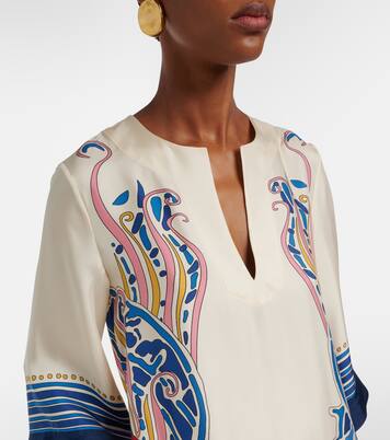 Caftan imprimé en satin de soie | La DoubleJ