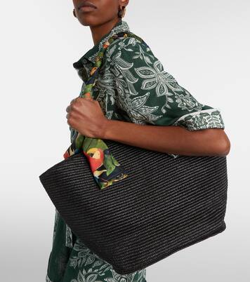 Basket Medium silk-trimmed raffia tote bag | Farm Rio