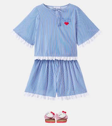 Set aus Top und Shorts aus Baumwollmusselin | Monnalisa