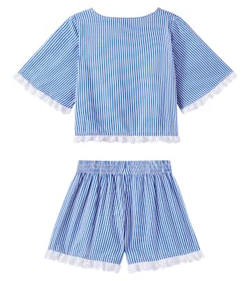 Ensemble top et short rayé en coton | Monnalisa