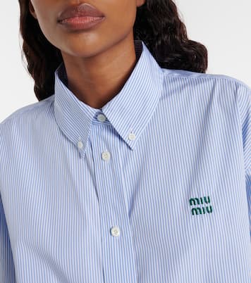Pinstripe cropped cotton poplin shirt | Miu Miu