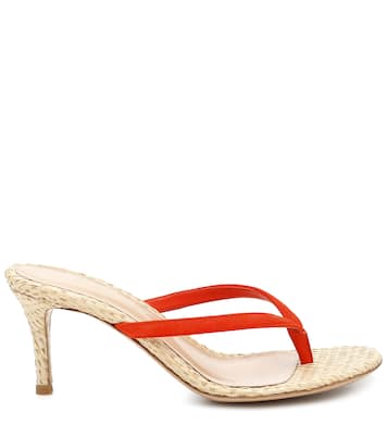 Sandalias Calypso 70 de ante y rafia | Gianvito Rossi