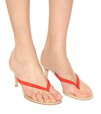 Sandalias Calypso 70 de ante y rafia | Gianvito Rossi