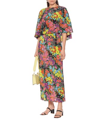 Vestido largo de seda floral | Les Rêveries