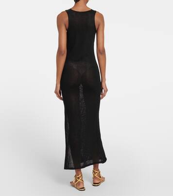 Satin-trimmed raffia-effect maxi dress | Tom Ford