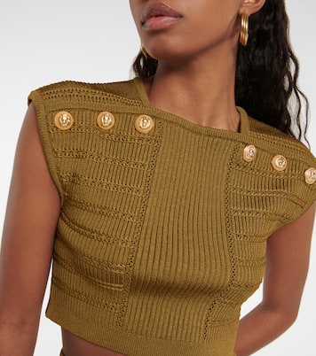 Embellished knit crop top | Balmain