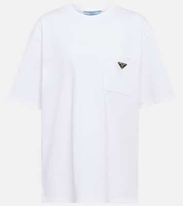 Camiseta en jersey de algodón con logo | Prada