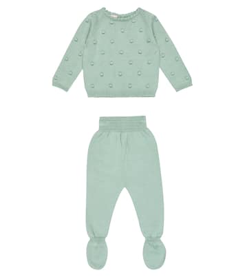 Baby - Set Menta di felpa e pantaloni | La Coqueta