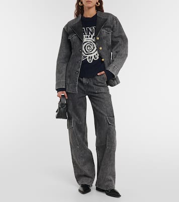 High-Rise Cargo-Jeans | Ganni