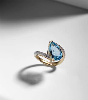 Anello Slanted in oro 14kt con topazio e diamanti | Mateo