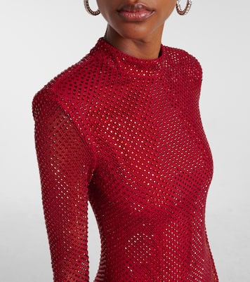 Abito midi in mesh con cristalli | Self-Portrait