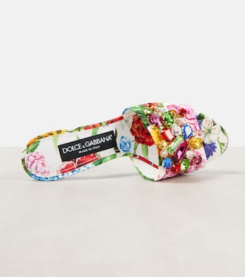 Mules Kiera à fleurs et cristaux | Dolce&Gabbana