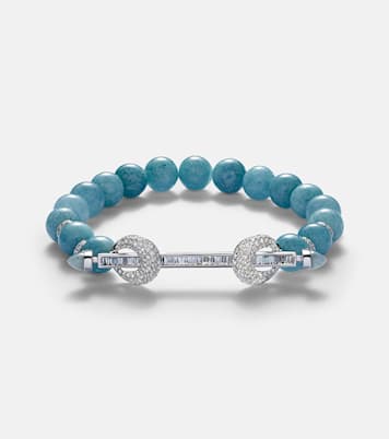 Chakra 18kt white gold bracelet with aquamarines and diamonds | Ananya