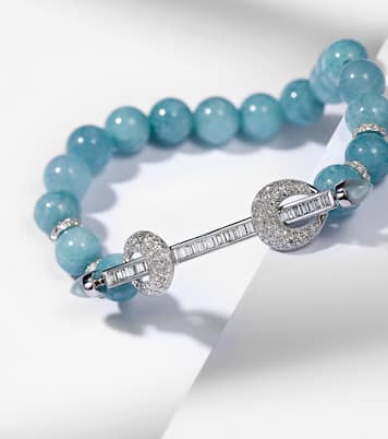 Chakra 18kt white gold bracelet with aquamarines and diamonds | Ananya