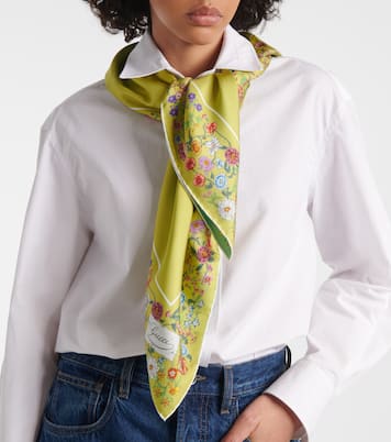 Double G floral silk twill scarf | Gucci