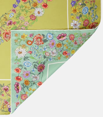 Double G floral silk twill scarf | Gucci
