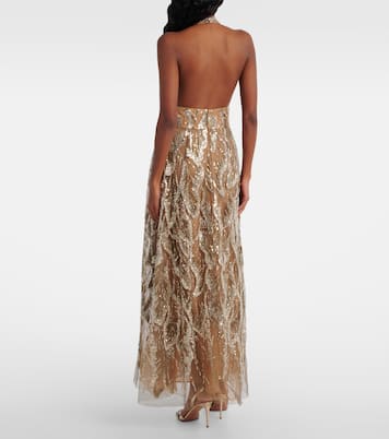 Abito lungo in tulle con paillettes | Elie Saab