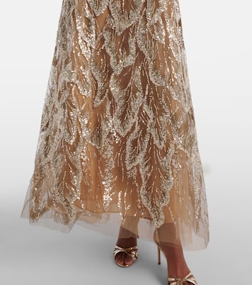 Abito lungo in tulle con paillettes | Elie Saab