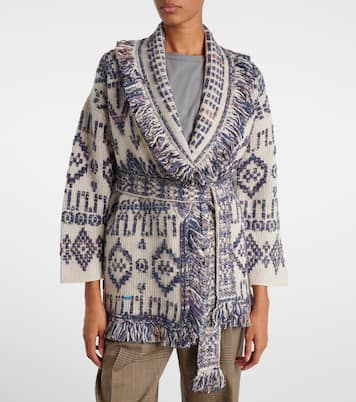 Grunge Beat fringed wool-blend wrap cardigan | Alanui