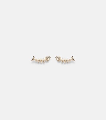 Boucles d’oreilles Fishbone en or 14 ct et diamants | Sydney Evan
