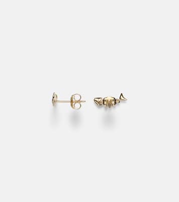 Boucles d’oreilles Fishbone en or 14 ct et diamants | Sydney Evan