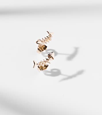 Boucles d’oreilles Fishbone en or 14 ct et diamants | Sydney Evan