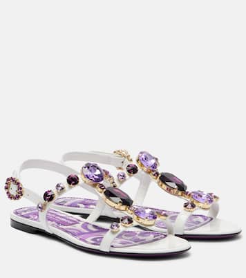 Sandalen aus Leder mit Kristallen | Dolce&Gabbana
