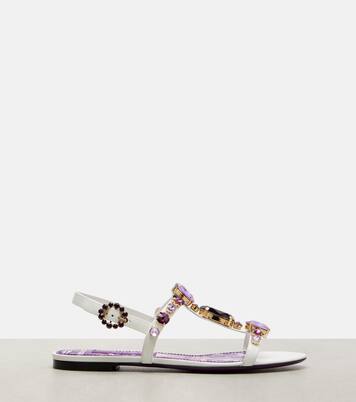 Sandalen aus Leder mit Kristallen | Dolce&Gabbana