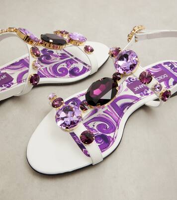 Sandalen aus Leder mit Kristallen | Dolce&Gabbana
