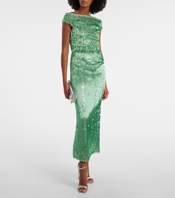 Beaded off-shoulder midi dress | Erdem