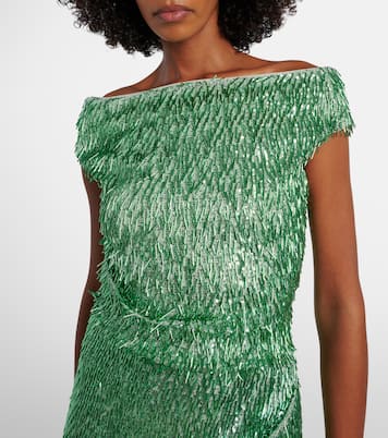 Beaded off-shoulder midi dress | Erdem