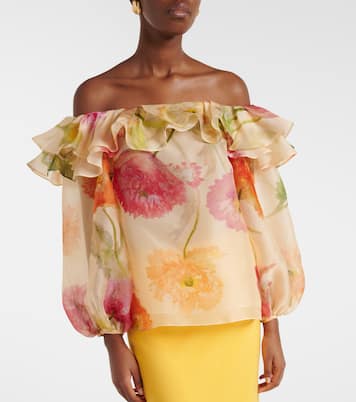 Off-Shoulder-Top aus Seidenorganza | Carolina Herrera