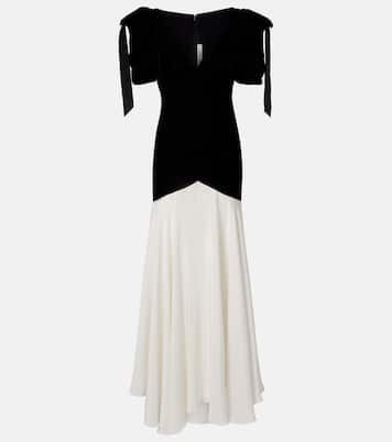 Bow-detail silk crêpe and velvet gown | Rodarte