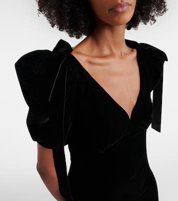 Bow-detail silk crêpe and velvet gown | Rodarte