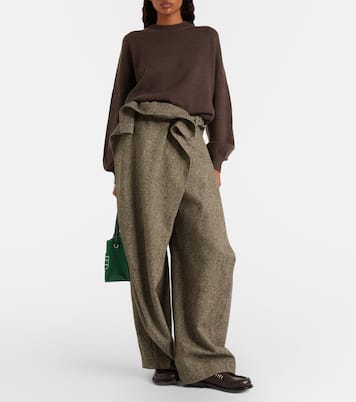 Asymmetric wool wide-leg pants | JW Anderson