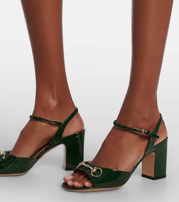 Lady Horsebit 75 patent leather sandals | Gucci