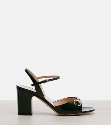 Lady Horsebit 75 patent leather sandals | Gucci