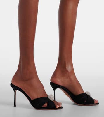 Mystery 85缀饰皮革边饰缎布穆勒鞋 | Aquazzura