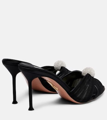 Mystery 85缀饰皮革边饰缎布穆勒鞋 | Aquazzura