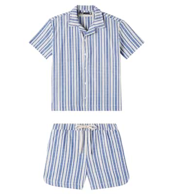 Striped cotton bowling shirt and shorts set | Fábula