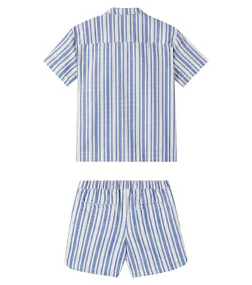 Striped cotton bowling shirt and shorts set | Fábula